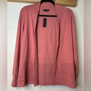 NWT LETY & ME OPEN FRONT CARDIGAN WITH KNIT DETAIL SIZE SMALL